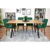 Set 4 scaune bucatarie/living, Artool, Kara, catifea verde, picioare metal negru, 44.5x50.5x87 cm