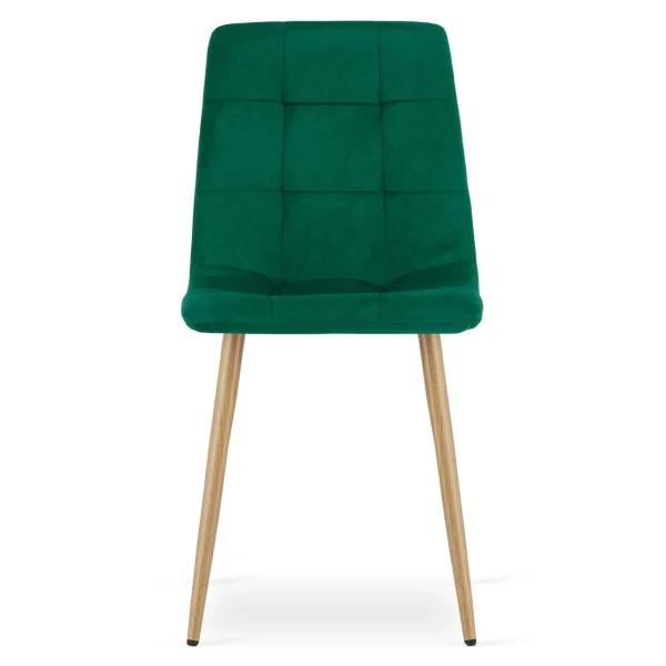 Scaun bucatarie/living, Artool, Kara, catifea verde, picioare metal natur, 44.5x50.5x87 cm