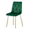 Scaun bucatarie/living, Artool, Libra, catifea verde, picioare metal auriu, 45x54x86.5 cm