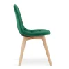 Set 4 scaune bucatarie/living, Artool, Bora, catifea verde, picioare lemn natur, 44.5x54x81.5 cm