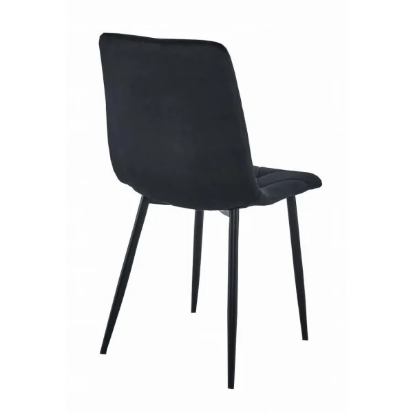 Set 4 scaune bucatarie/living, Artool, Libra, catifea neagra, picioare metal negru, 44x40x88.5 cm