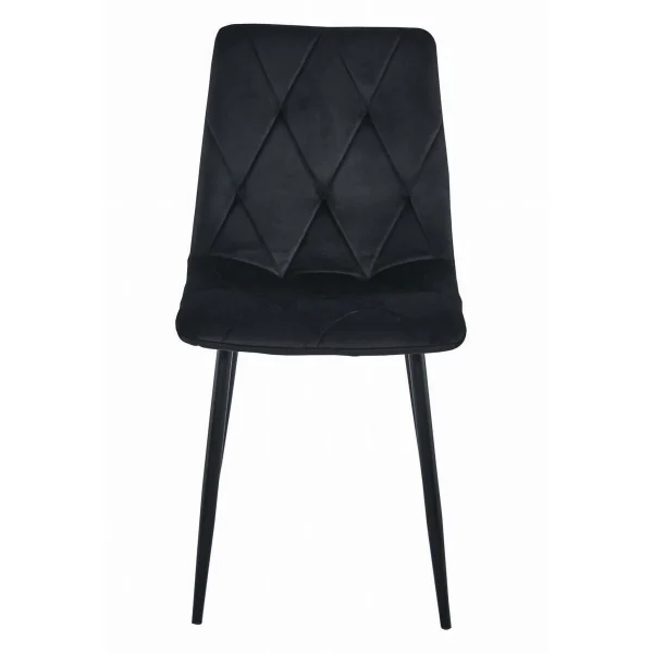 Set 4 scaune bucatarie/living, Artool, Libra, catifea neagra, picioare metal negru, 44x40x88.5 cm