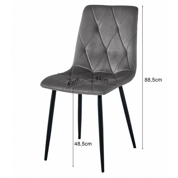 Set 4 scaune bucatarie/living, Artool, Libra, catifea bej, picioare metal negru, 44x40x88.5 cm