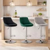 Set 2 scaune de bucatarie/bar, Artool, West, rotativ, catifea neagra, picior metal argintiu, 46x48.5x90-111 cm