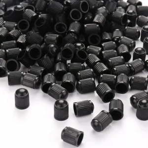 Set 100 buc. capace valva/ventil, material plastic, culoare Neagra, pentru Autoturisme, Camioane, Biciclete, Moto, ATV, Quad