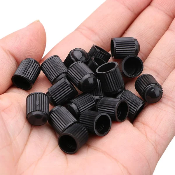 Set 100 buc. capace valva/ventil, material plastic, culoare Neagra, pentru Autoturisme, Camioane, Biciclete, Moto, ATV, Quad