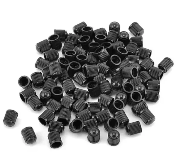 Set 100 buc. capace valva/ventil, material plastic, culoare Neagra, pentru Autoturisme, Camioane, Biciclete, Moto, ATV, Quad