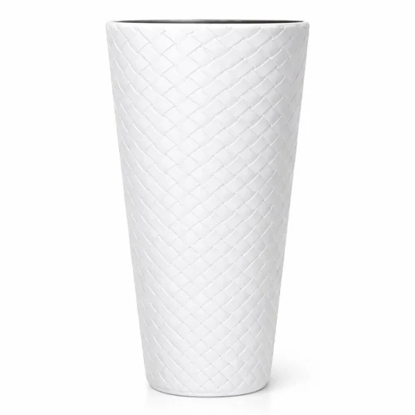 Set 2 ghivece de flori, Matuba Slim, rotunde, inalte, 40x78 cm, alb, Prosperplast