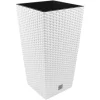 Set 2 ghivece de flori, Rato, imitatie ratan, inalte, 32.5x32.5x61 cm, alb, Prosperplast