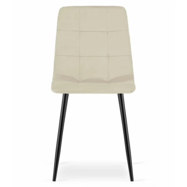 Set 4 scaune bucatarie/living, Artool, Kara, catifea bej, picioare metal negru, 44.5x50.5x87 cm