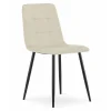 Set 4 scaune bucatarie/living, Artool, Kara, catifea bej, picioare metal negru, 44.5x50.5x87 cm