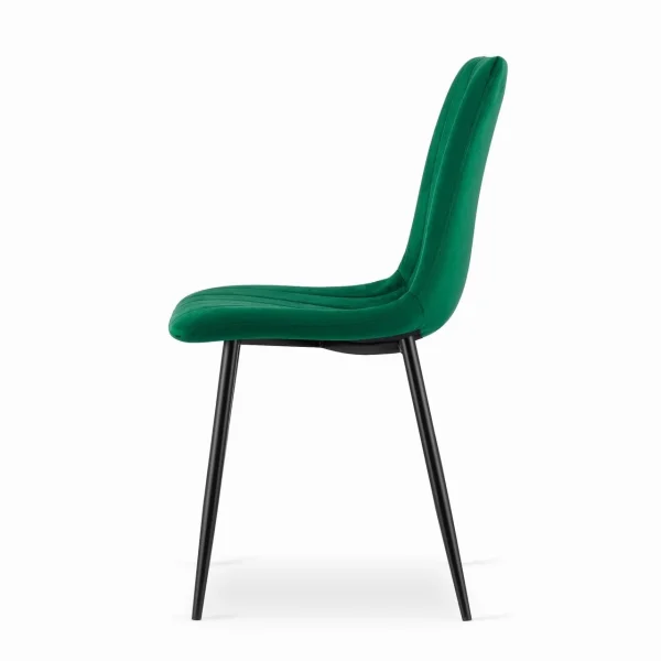 Set 4 scaune bucatarie/living, Artool, Lava, catifea verde, picioare metal negru, 43x51x90 cm