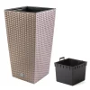 Set 2 ghivece de flori, Rato, imitatie ratan, inalte, 32.5x32.5x61 cm, cafeniu, Prosperplast