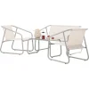 Set mobilier gradina/terasa, bej, otel, textil, 1 masa, 2 scaune, 1 canapea, Soffi