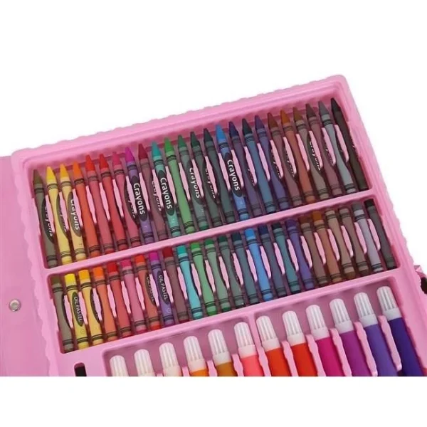 Set pictura si desen pentru copii,trusa plastic roz, 168 piese