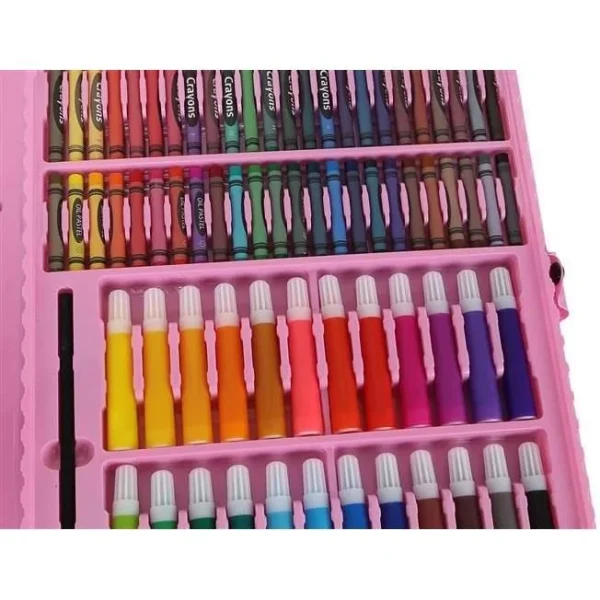 Set pictura si desen pentru copii,trusa plastic roz, 168 piese