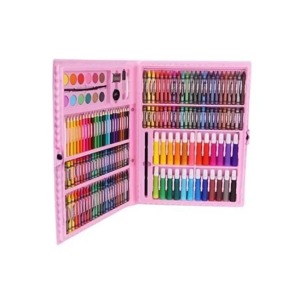 Set pictura si desen pentru copii,trusa plastic roz, 168 piese
