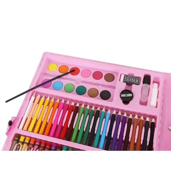 Set pictura si desen pentru copii,trusa plastic roz, 168 piese