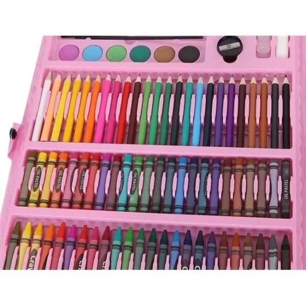 Set pictura si desen pentru copii,trusa plastic roz, 168 piese