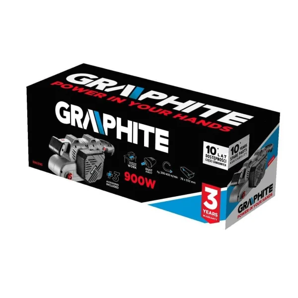 Slefuitor electric cu banda, 900 W, 533x75 mm, Graphite