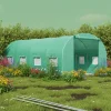 Solar de gradina, dimensiune 400x300x200cm, folie verde PE cu plasa 140g/mp UV, 1 usa, 8 ferestre, teava otel galvanizat de 19mm