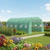 Solar de gradina, dimensiune 500x300x200cm, folie verde PE cu plasa 140g/mp UV, 1 usa, 10 ferestre, teava otel galvanizat de 19mm
