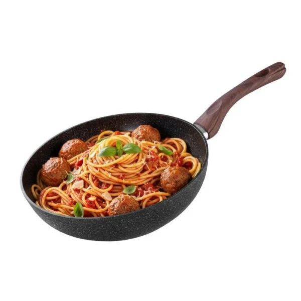 Tigaie tip Wok cu maner de lemn, 28 cm, Magic Home
