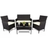 Set mobilier gradina/terasa, poliratan, maro cu perne crem, 1 masa, 2 fotolii, 1 canapea, Medi