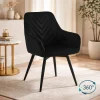Scaun stil fotoliu bucatarie/living, Artool, Nana, rotativ, catifea neagra, picioare metal negru, 56x61x83.5 cm