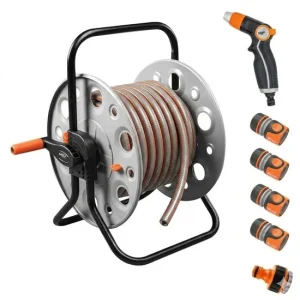 Furtun de gradina RICHMANN EXCLUSIVE 6 straturi, antirasucire 3/4", 25 m, tambur, cuple, adaptor, pistol