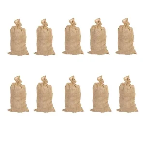 Set 10 saci iuta naturala cu snur, 100x110 cm, max 60 kg, depozitat si transportat cartofi, ceapa, legume si fructe din gradina, biodegradabil si ecologic