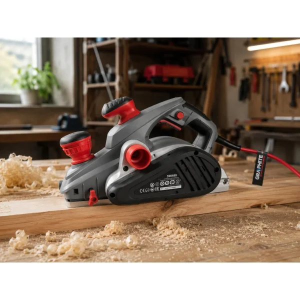 Rindea electrica, profesionala, pentru tamplarie, rindeluit grinzi, scanduri si lemn masiv, 1300 W, 110 mm / 3.5 mm, 16000 rpm, Graphite