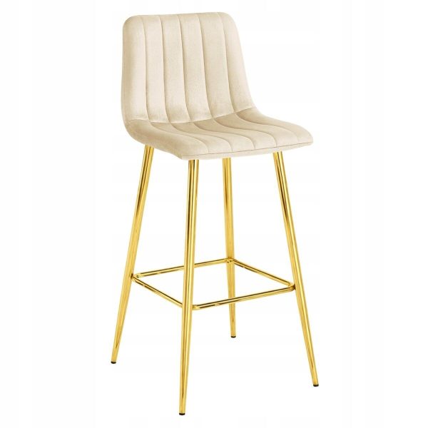 Scaun de bucatarie/bar, Artool, Pozza, catifea bej deschis, picioare metal auriu, 43x49x102 cm