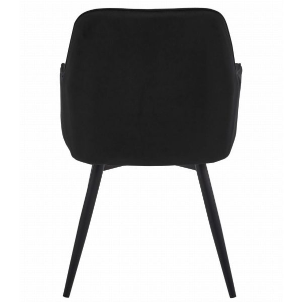 Scaun stil fotoliu bucatarie/living, Artool, Nana, rotativ, catifea neagra, picioare metal negru, 56x61x83.5 cm