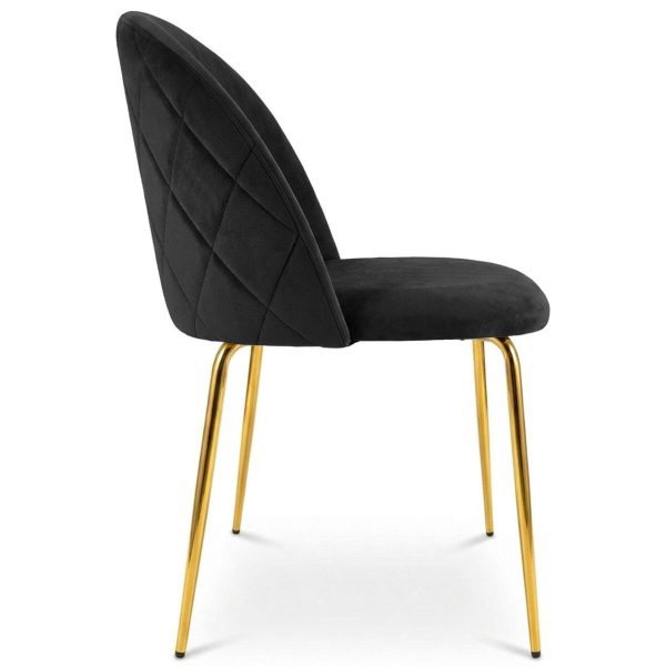 Scaun bucatarie/living, Artool, Inca, catifea neagra, picioare metal auriu, 49x55x78 cm