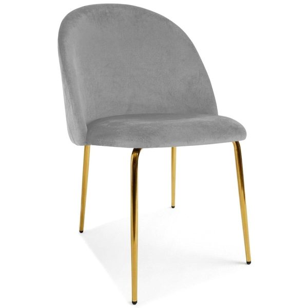 Scaun bucatarie/living, Artool, Inca, catifea gri deschis, picioare metal auriu, 49x55x78 cm