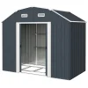 Casuta/magazie/sopron de gradina pentru depozitare unelte, cu structura baza inclusa, otel , cu manusi, lacat si chei, gri inchis, 238x132x198.5 cm