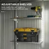 Casuta/magazie/sopron de gradina pentru depozitare unelte, cu structura baza inclusa, otel , cu manusi, lacat si chei, gri inchis, 238x132x198.5 cm