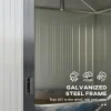 Casuta/magazie/sopron de gradina pentru depozitare unelte, cu structura baza inclusa, otel , cu manusi, lacat si chei, gri inchis, 238x132x198.5 cm