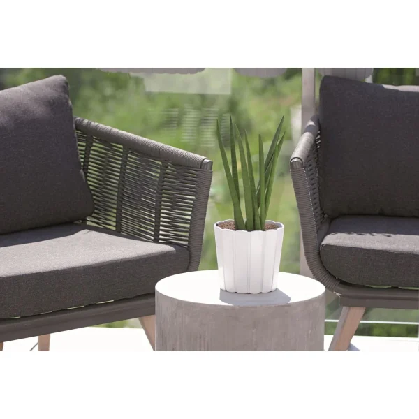 Ghiveci decorativ de flori, rotund, alb, 12 L, 28.5x25.6 cm, Boardee Basic