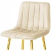 Scaun de bucatarie/bar, Artool, Pozza, catifea bej deschis, picioare metal auriu, 43x49x102 cm