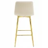 Scaun de bucatarie/bar, Artool, Pozza, catifea bej deschis, picioare metal auriu, 43x49x102 cm