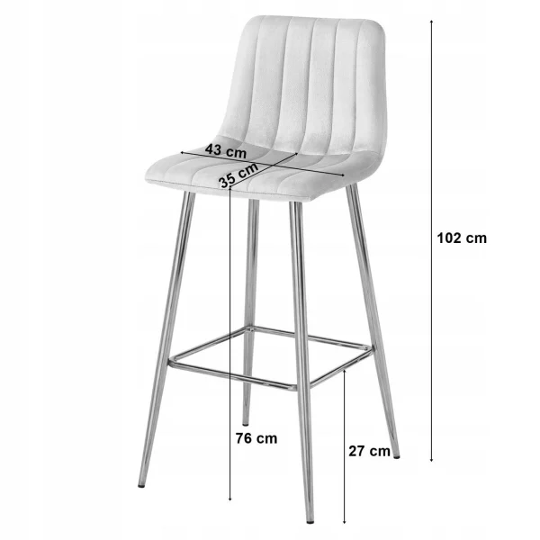 Scaun de bucatarie/bar, Artool, Pozza, catifea bej deschis, picioare metal auriu, 43x49x102 cm