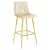 Scaun de bucatarie/bar, Artool, Pozza, catifea bej deschis, picioare metal auriu, 43x49x102 cm