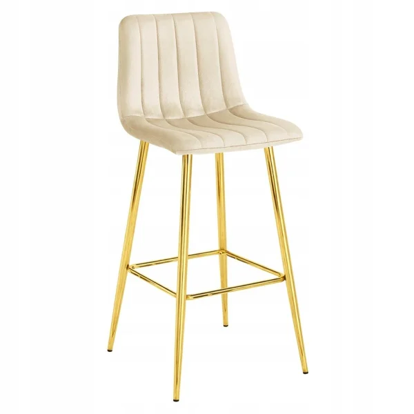 Scaun de bucatarie/bar, Artool, Pozza, catifea bej deschis, picioare metal auriu, 43x49x102 cm