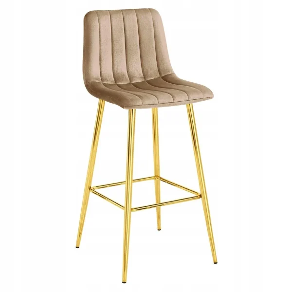 Scaun de bucatarie/bar, Artool, Pozza, catifea maro, picioare metal auriu, 43x49x102 cm