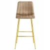 Scaun de bucatarie/bar, Artool, Pozza, catifea maro, picioare metal auriu, 43x49x102 cm