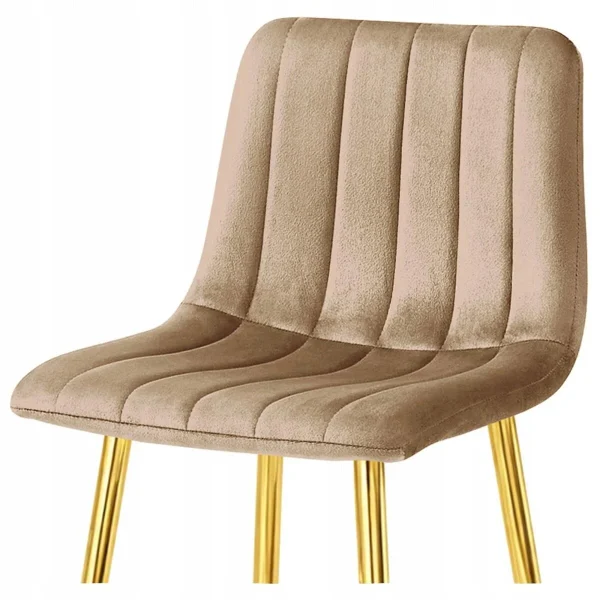 Scaun de bucatarie/bar, Artool, Pozza, catifea maro, picioare metal auriu, 43x49x102 cm