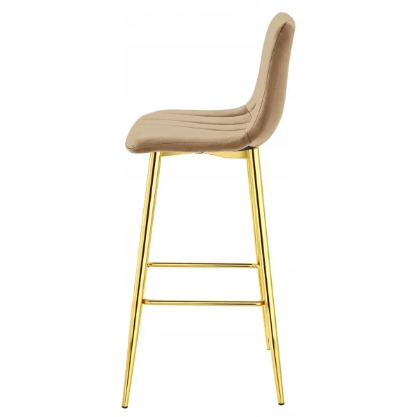 Scaun de bucatarie/bar, Artool, Pozza, catifea maro, picioare metal auriu, 43x49x102 cm