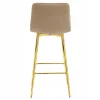 Scaun de bucatarie/bar, Artool, Pozza, catifea maro, picioare metal auriu, 43x49x102 cm